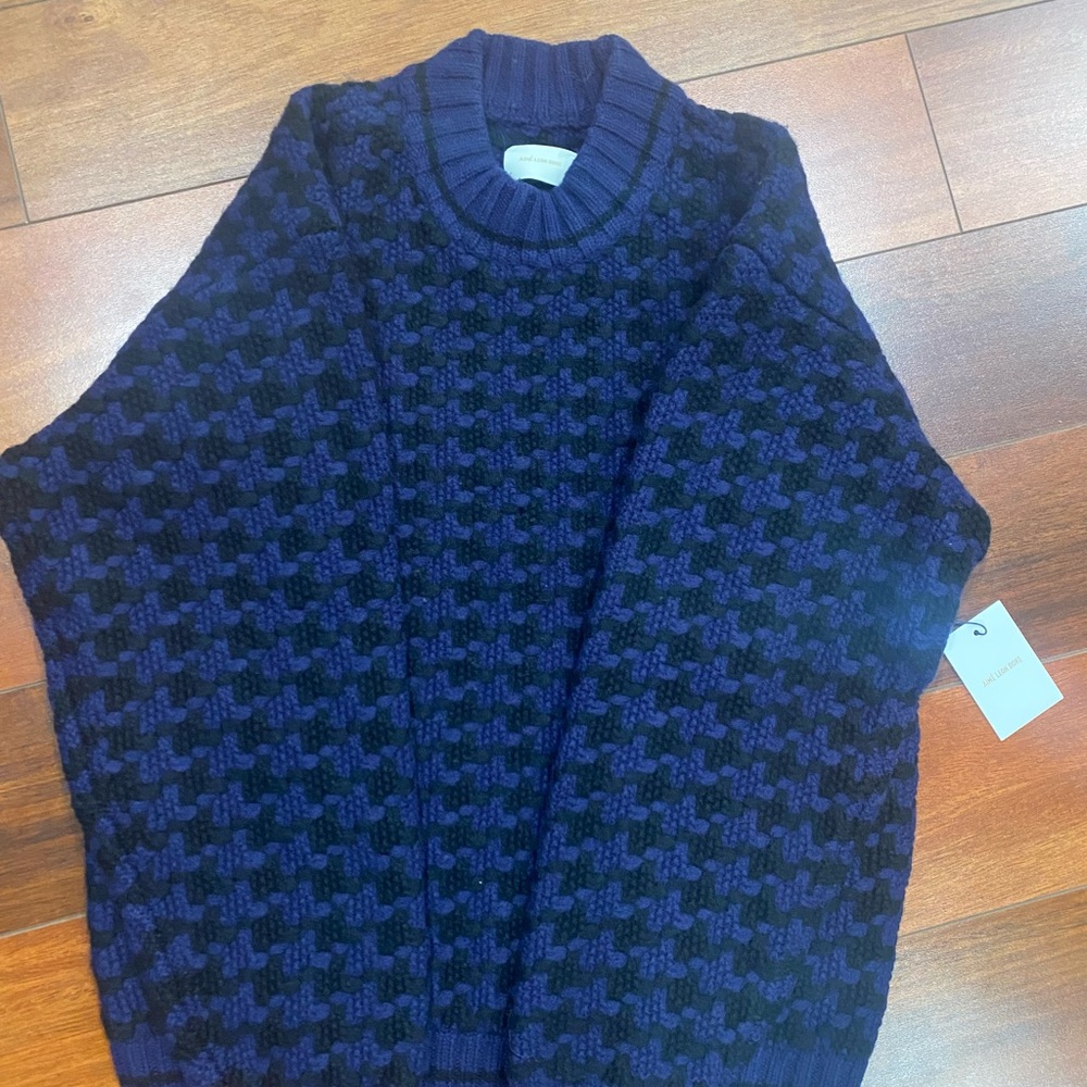Aime Leon Dore - Houndstooth Crewneck Sweater - Navy / Black - Men’s Medium